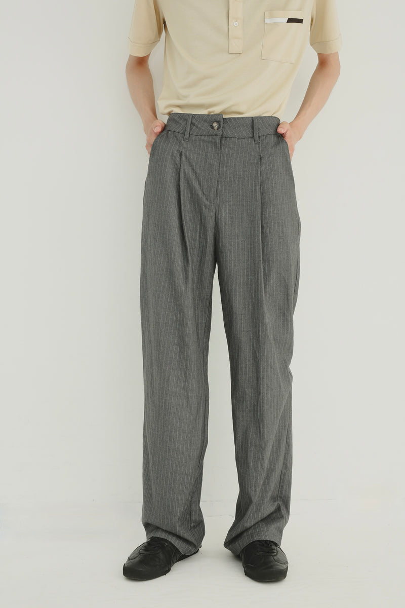 GREY STRIPE WIDE TROUSERS – SULLEN TOKYO