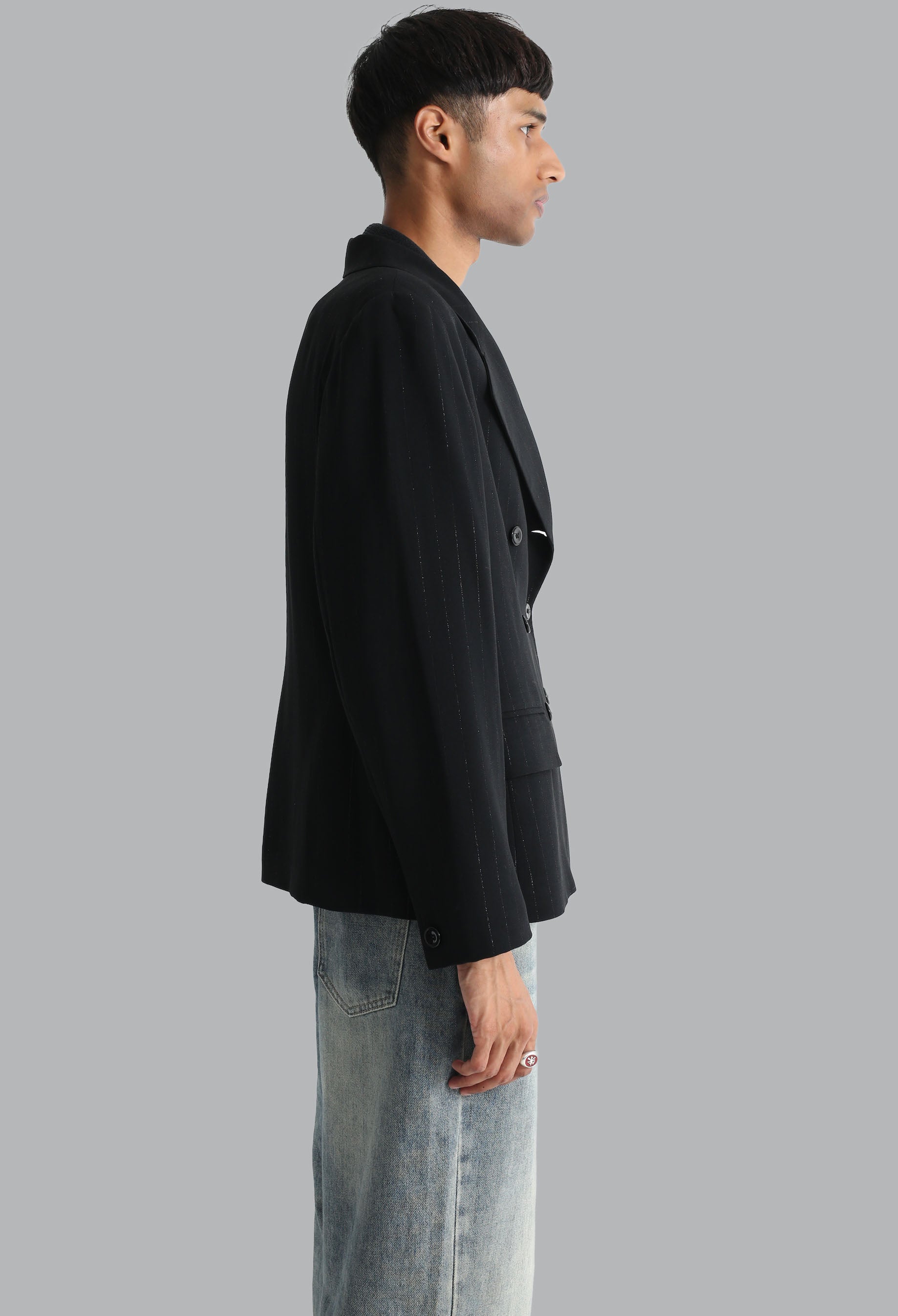 GLITTER STRIPED DOUBLE TAILORED JACKET – SULLEN TOKYO