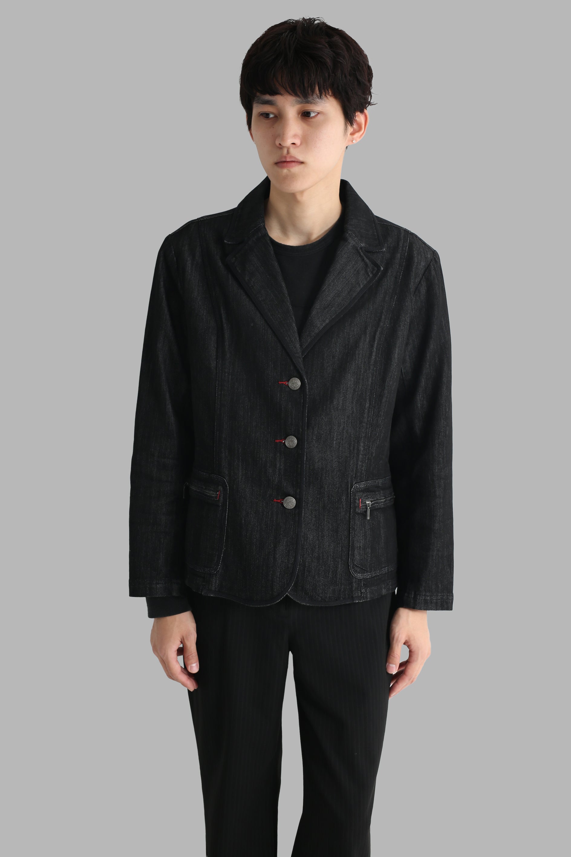コーティング デニムジャケット sullen SAINT LAURENT(サンローラン) 13AW leather sleeve denim jacket