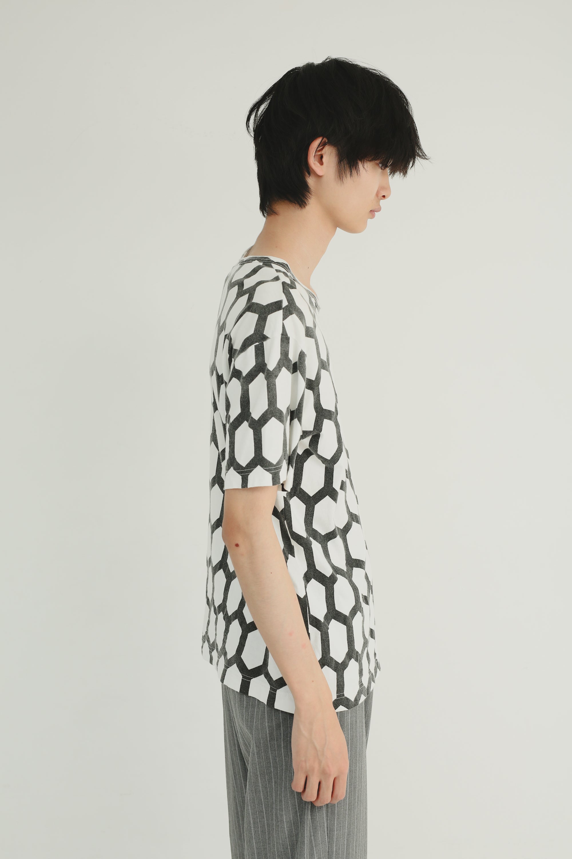 COMME des GARÇONS Sサイズ Tシャツ 白黒幾何学模様 COMME DES GARCONS HOMME PLUS'' GEOMETRIC T-SHIRT – SULLEN TOKYO