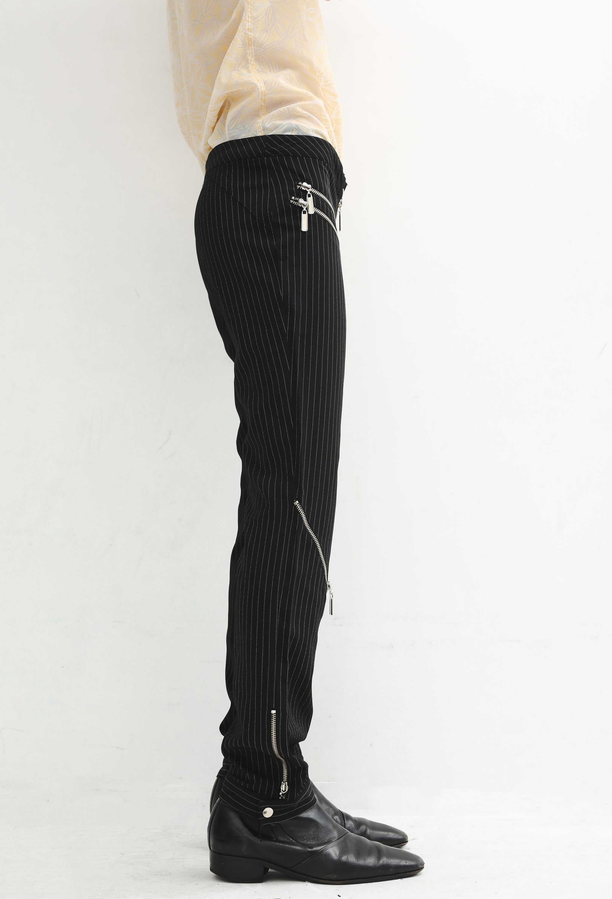 ZIPPED STRIPE STRAIGHT TROUSERS – SULLEN TOKYO
