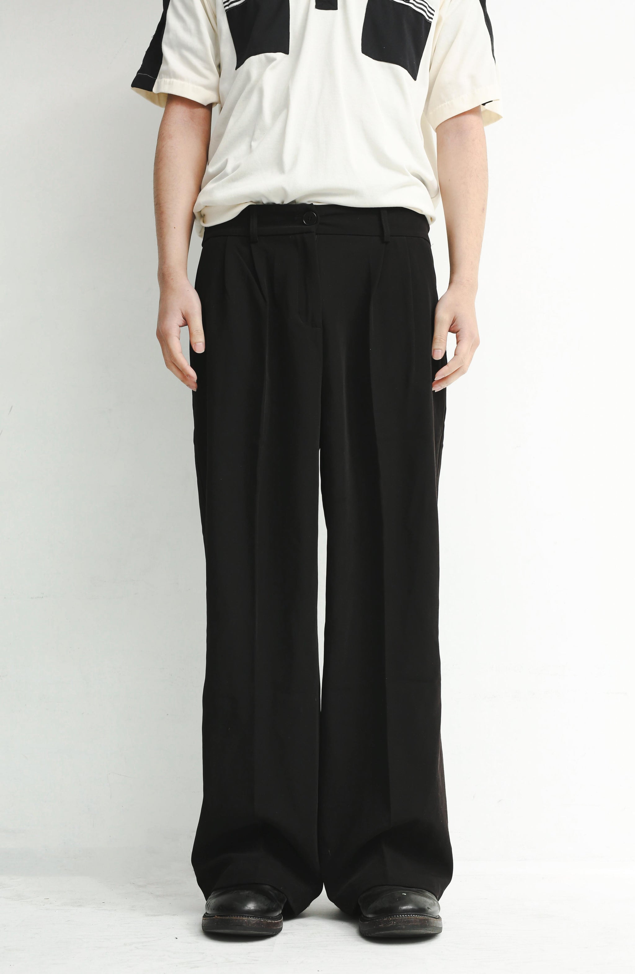 sullen BONDI black trousers スラックス TUCK STRAIGHT TROUSERS – SULLEN TOKYO