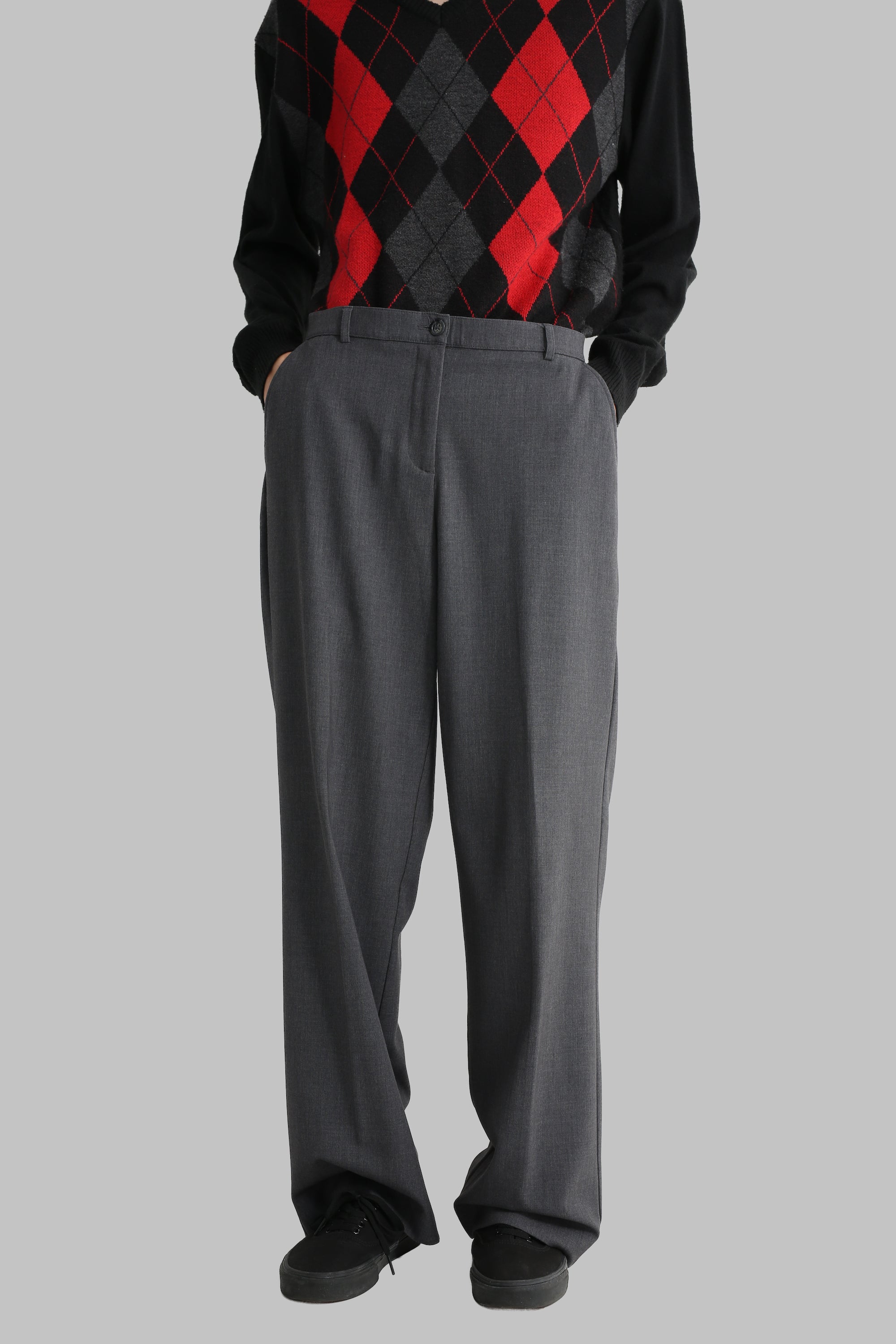 パンツ sullen tokyo gray tweed straight pants TAMSIN PLEATED TROUSERS SOFT GREY – SANNA New York