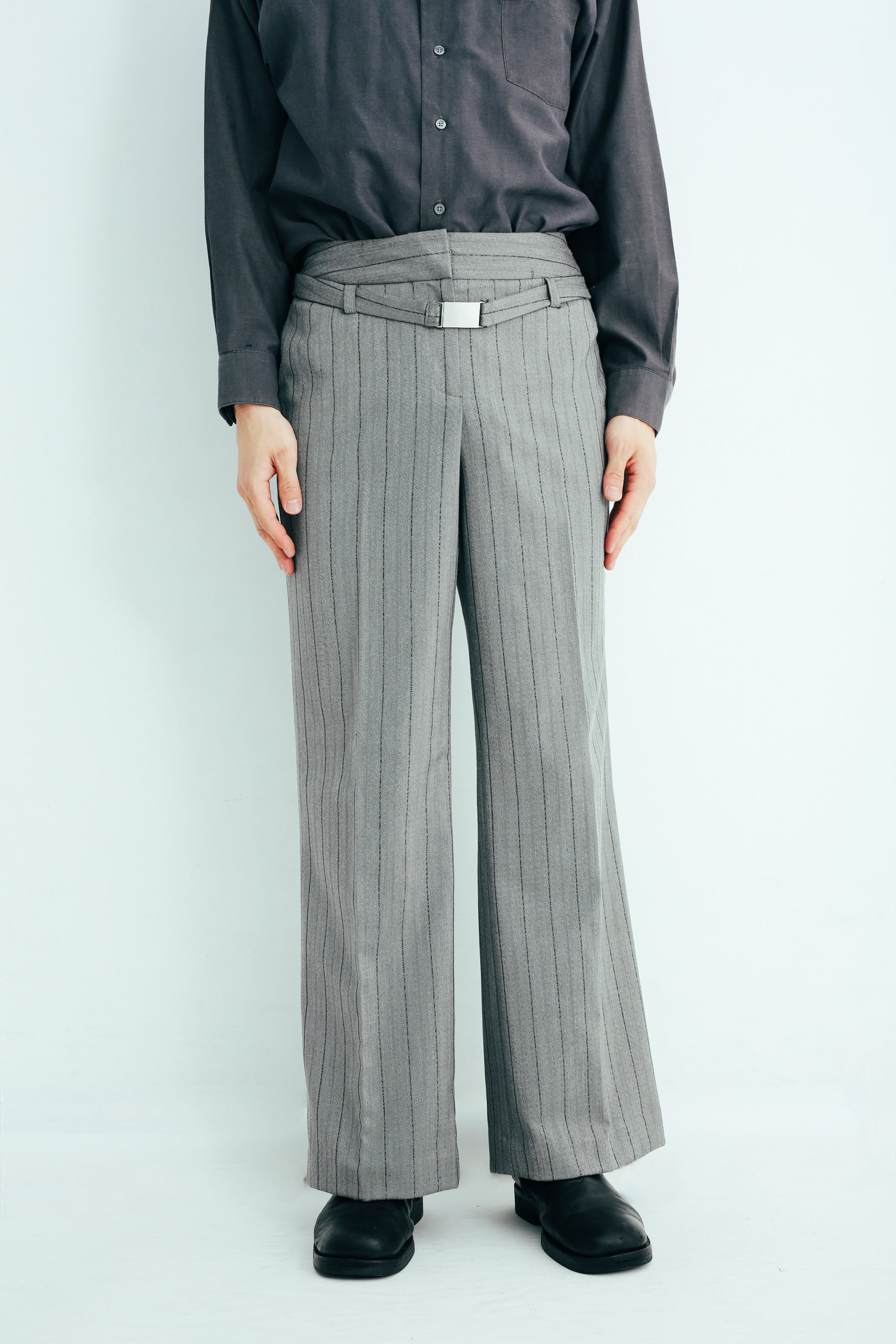 パンツ stripe straight trousers sullen BELTED STRIPED STRAIGHT TROUSERS – SULLEN TOKYO
