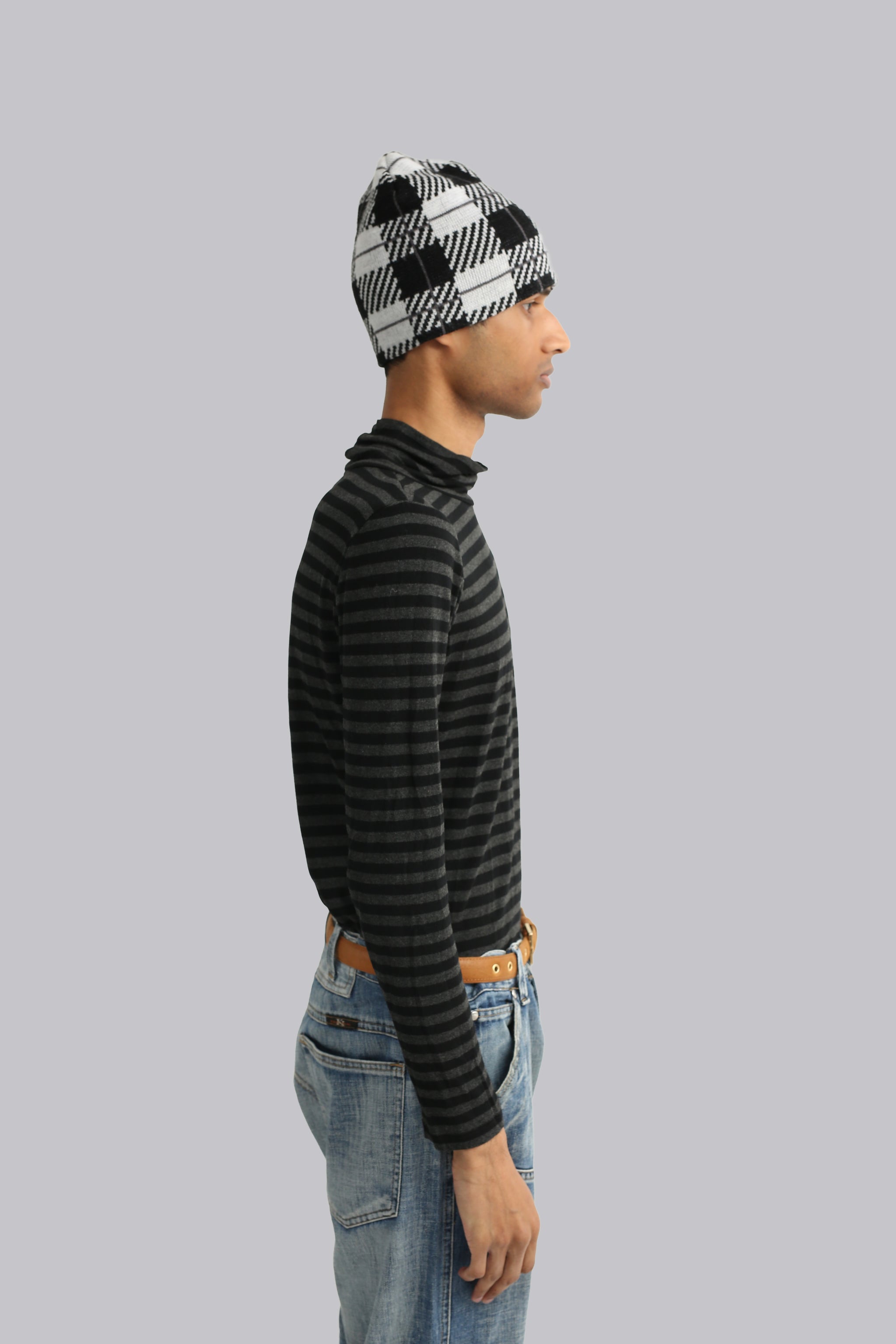 HIGH NECK BORDER KNIT SWEATER – SULLEN TOKYO