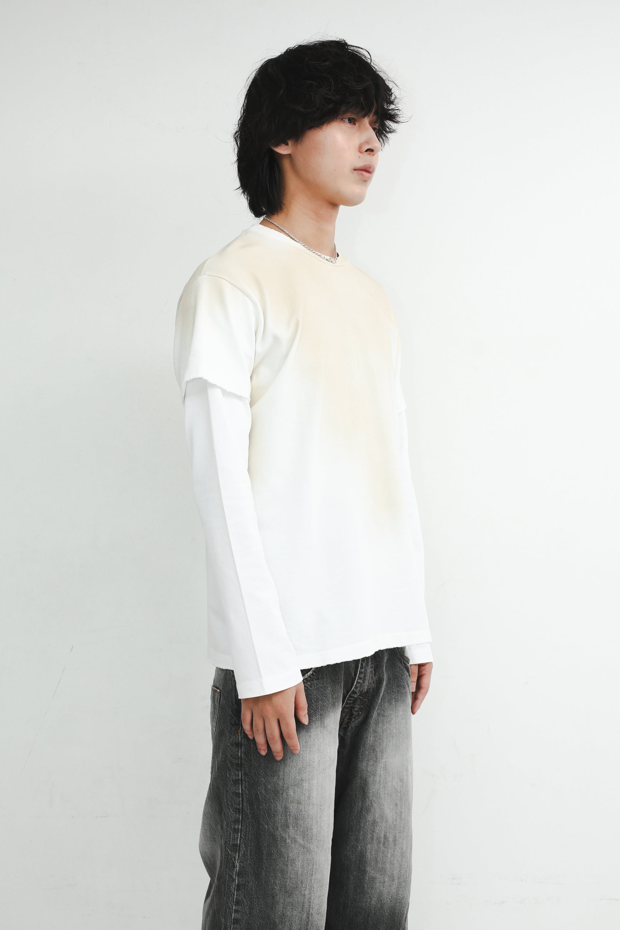 LAYERED DAMAGE LONG TEE – WHITE – SULLEN TOKYO