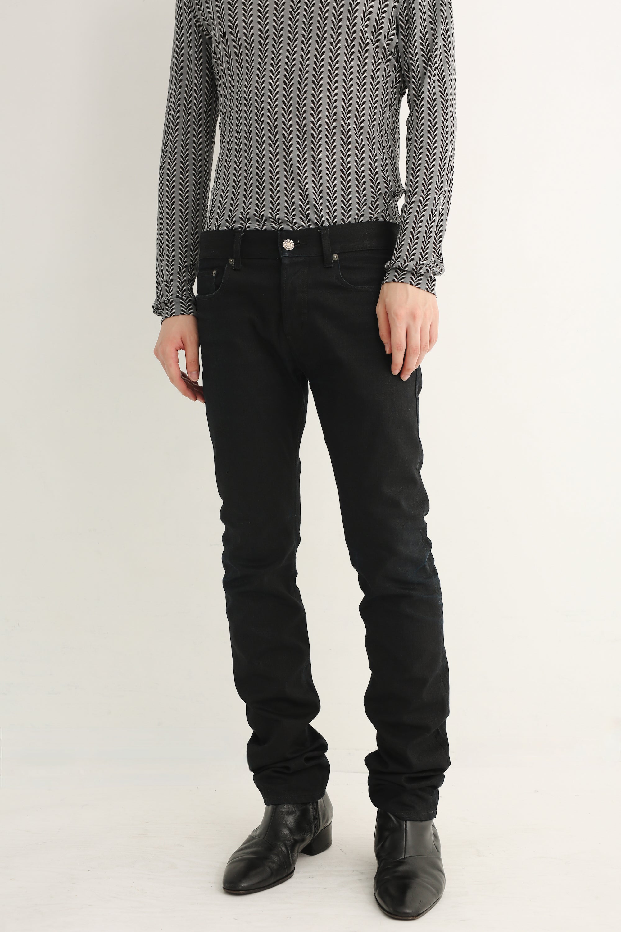 サンローラン ブラック スリムフィット コーティングパンツ 48 SAINT LAURENT” BY HEDI COATING SKINNY DENIM PANTS – SULLEN TOKYO