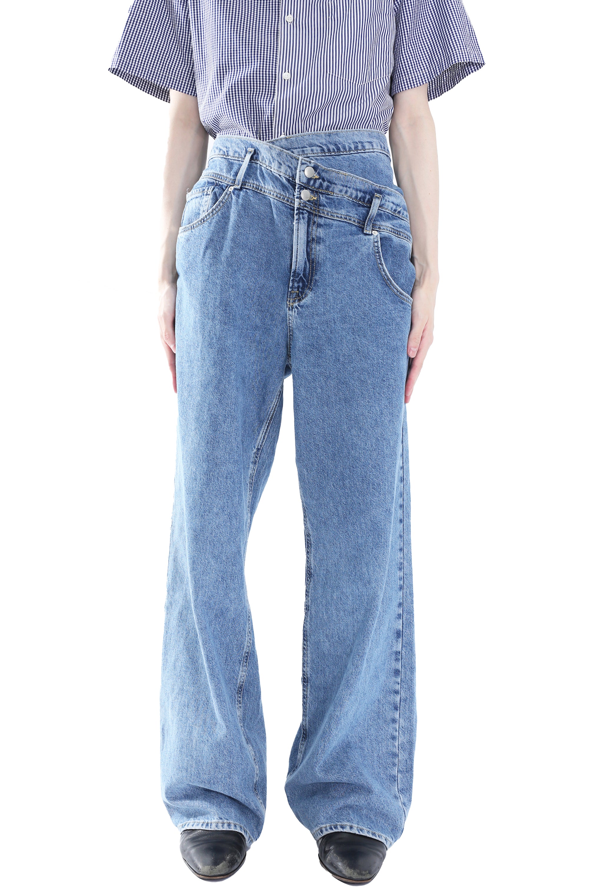 CRASHED DENIM PANTS