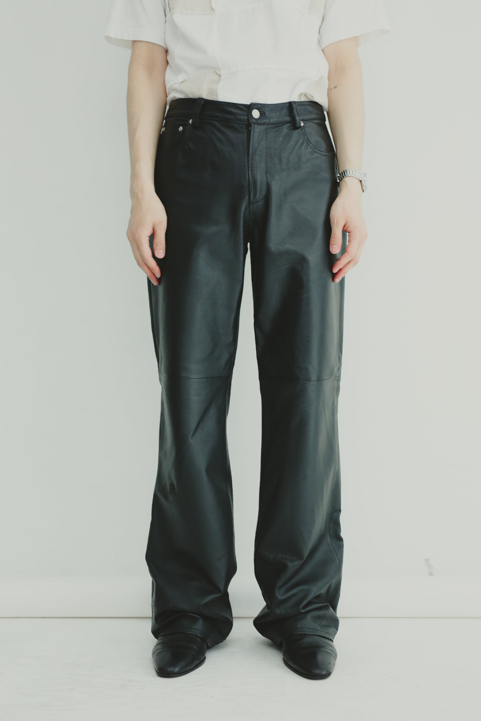 送料無料 お 90's TOKYO SULLEN – TROUSERS FLARE LEATHER パンツ
