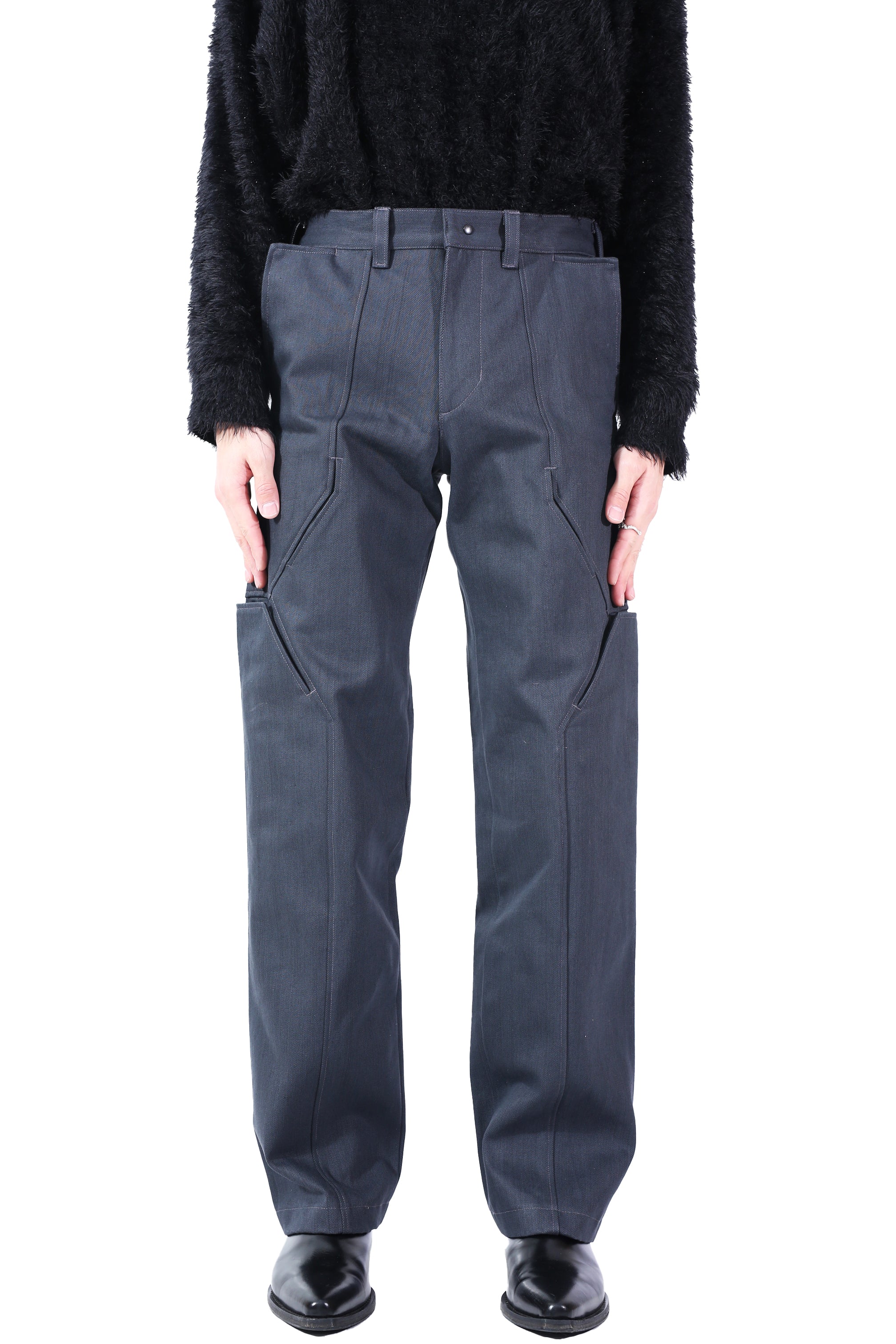 OPPOSE DUALITY 8 POCKET PANEL DENIM TROUSERS - DARK GREY – SULLEN