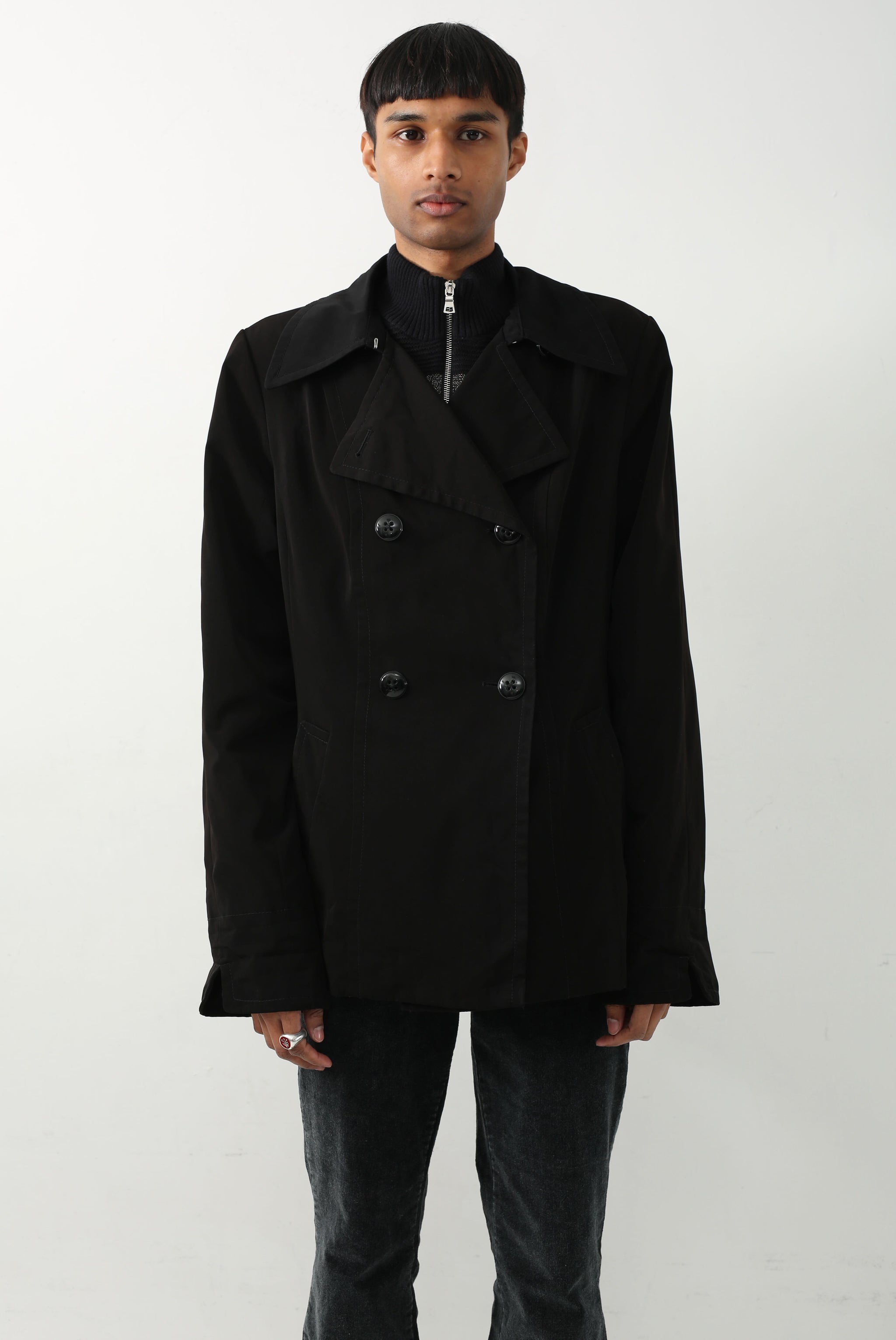 ジャケット・アウター nullus ECOLEATHERHOLLOW PLACKETLONG COAT nullus ECOLEATHERHOLLOW PLACKETLONG COAT